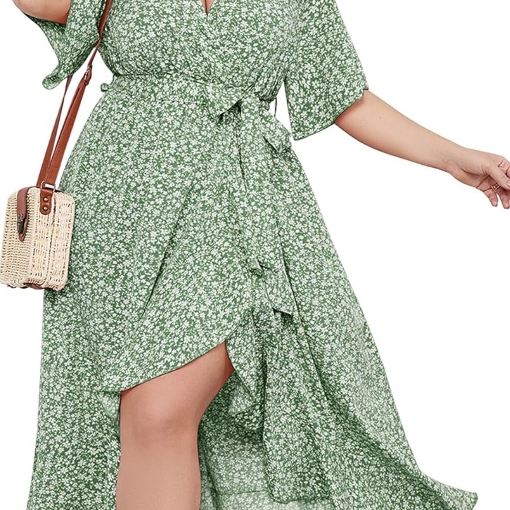 Green Asymmetrical Ruffled Sundress - Picture 7 of 7